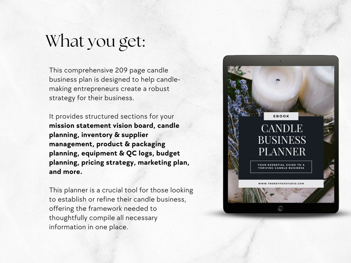 Candle Business Planner & Guide, Candle Making Startup Planner, Goal Setting, Budget Planning, & More! - Trendy Fox Studio