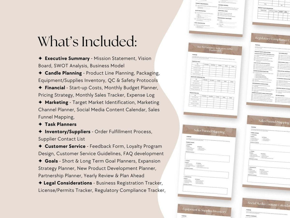 Candle Business Planner & Guide, Goal Setting, Budget Planning, & More! - Trendy Fox Studio