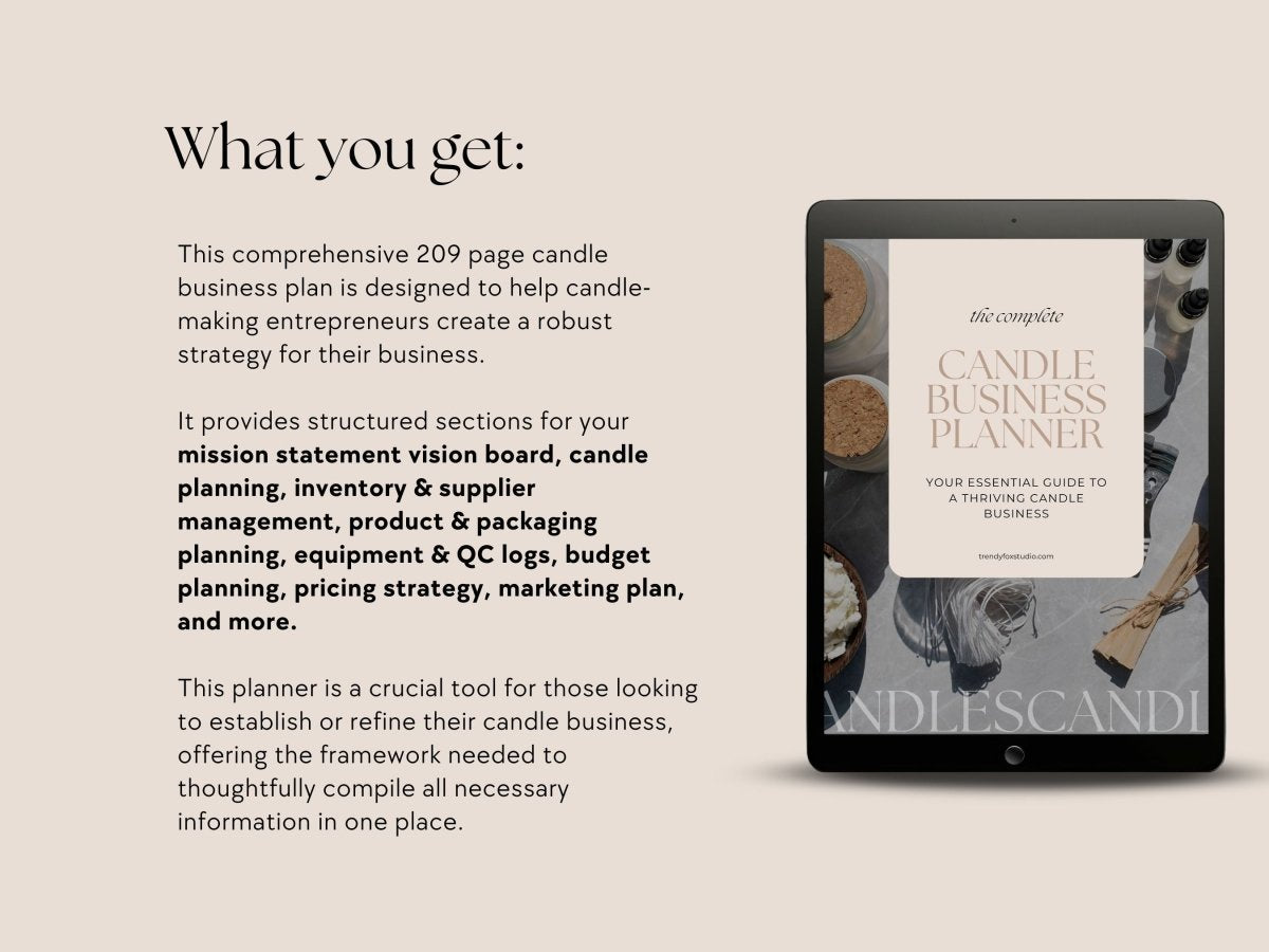 Candle Business Planner & Guide, Goal Setting, Budget Planning, & More! - Trendy Fox Studio