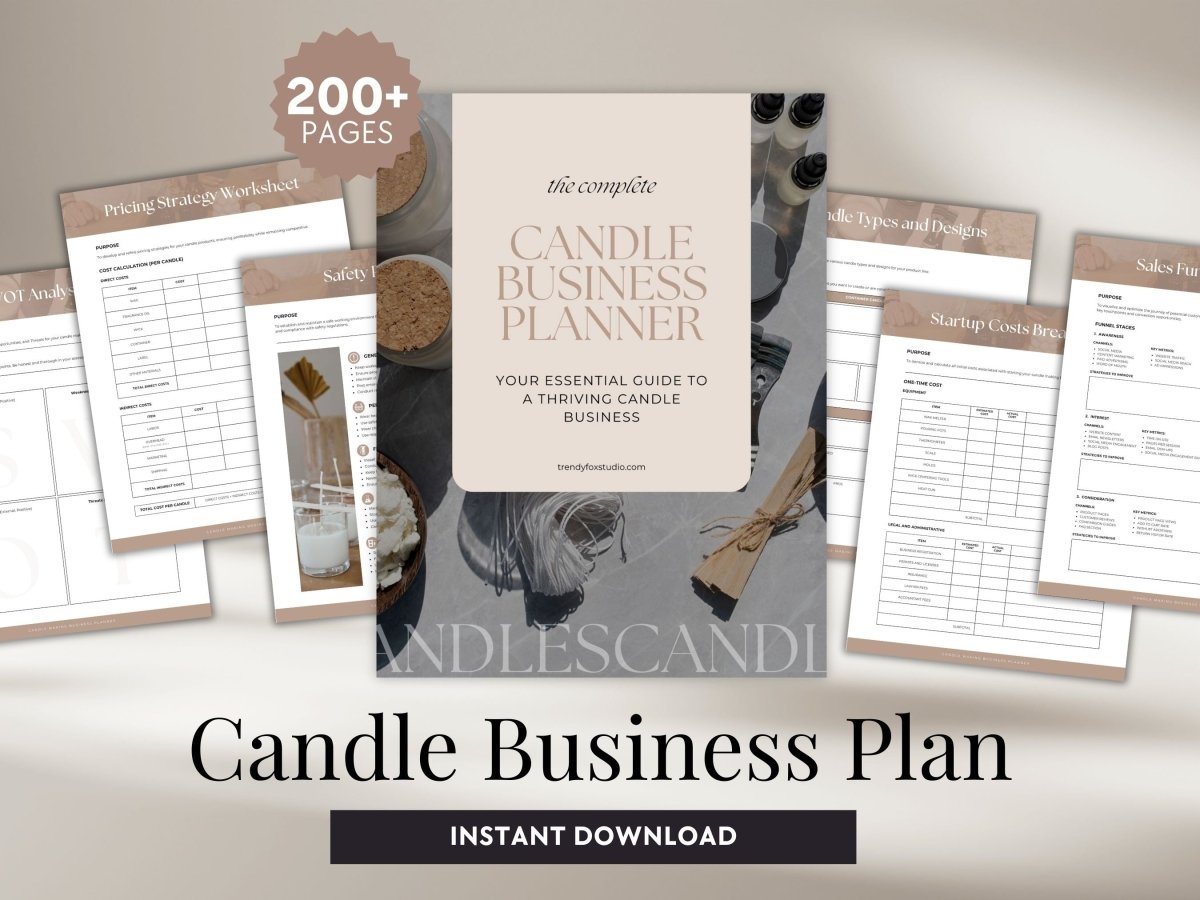 Candle Business Planner & Guide, Goal Setting, Budget Planning, & More! - Trendy Fox Studio