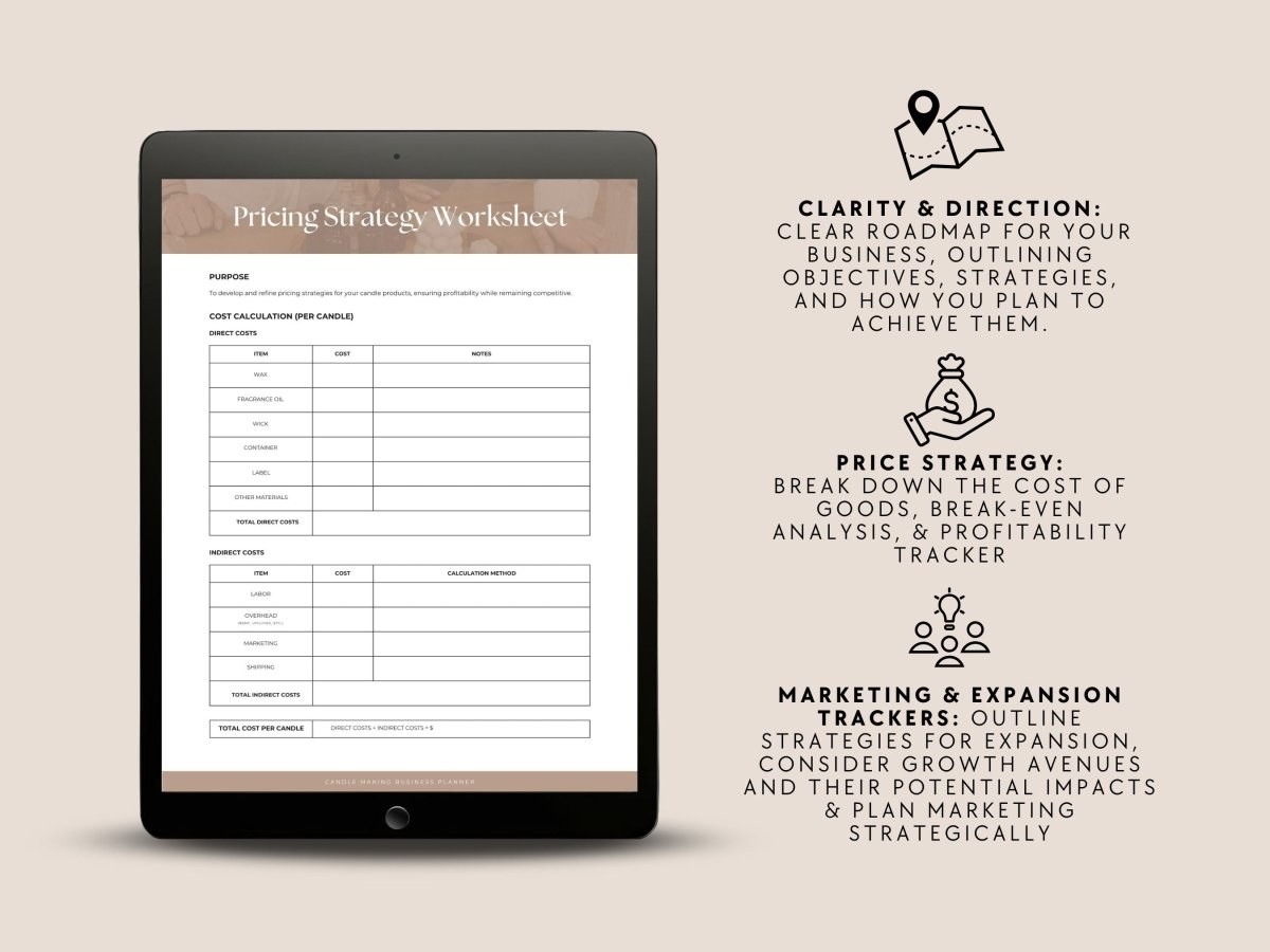 Candle Business Planner & Guide, Goal Setting, Budget Planning, & More! - Trendy Fox Studio