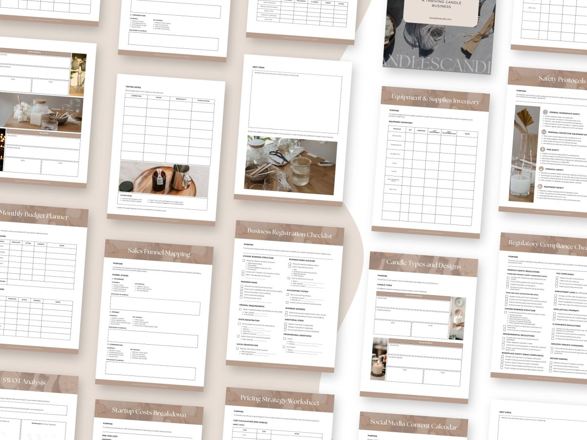 Candle Business Planner & Guide, Goal Setting, Budget Planning, & More! - Trendy Fox Studio