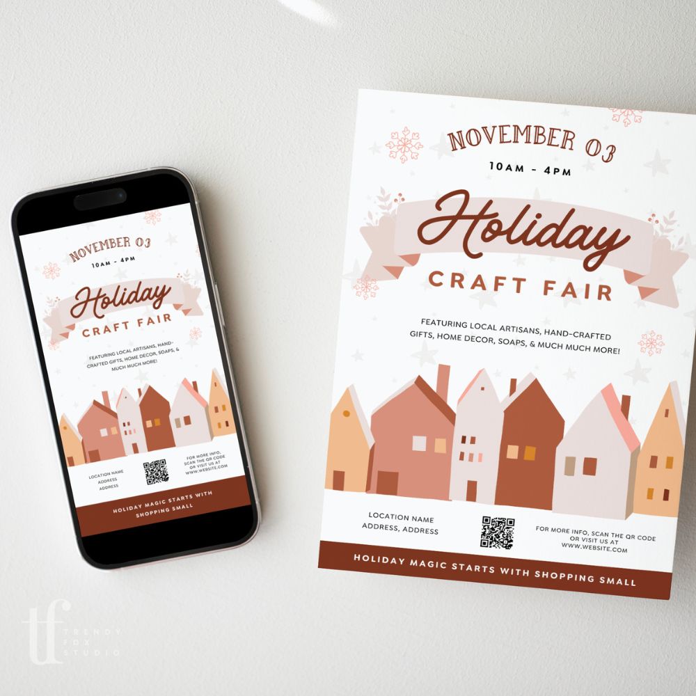 Christmas Craft Fair Event Flyer Canva Template - Trendy Fox Studio