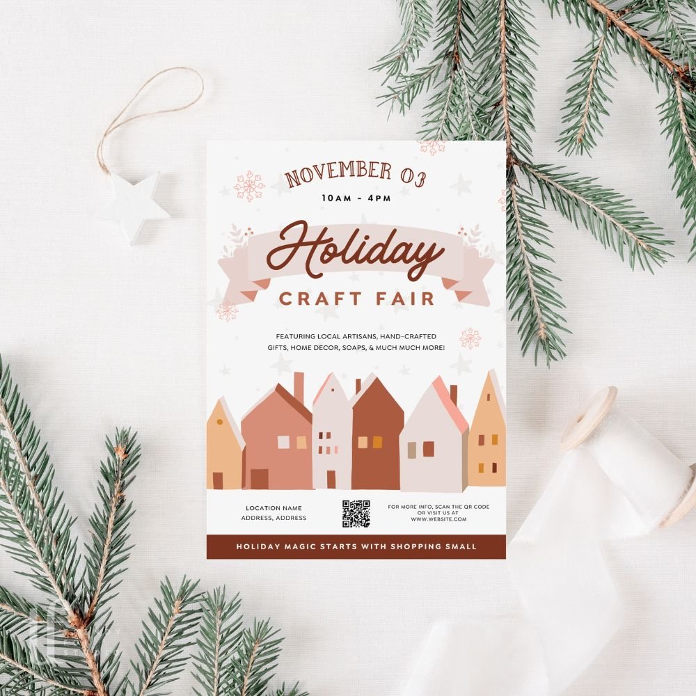 Christmas Craft Fair Event Flyer Canva Template - Trendy Fox Studio