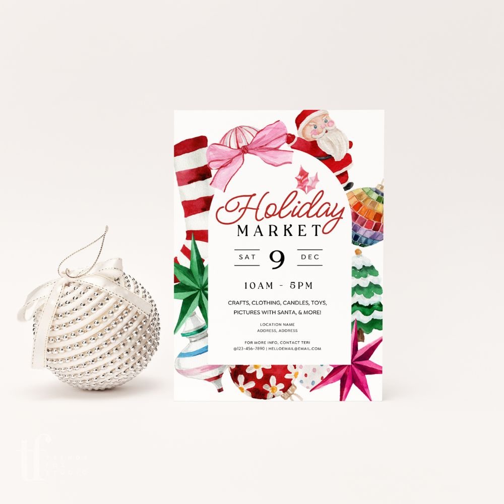 Christmas Pop - Up Event Flyer Canva Template | Kitsch Disco Christmas - Trendy Fox Studio