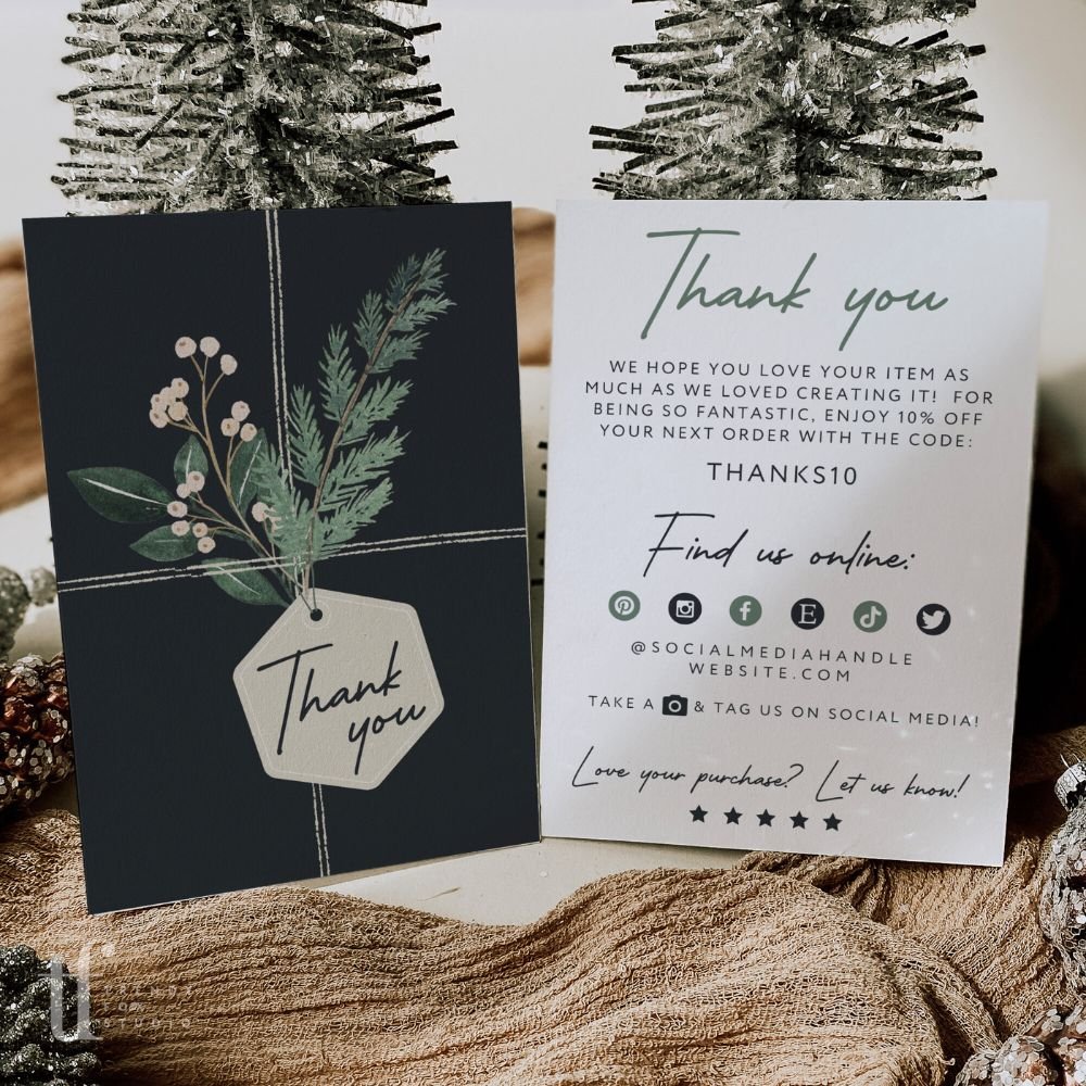 Christmas Small Business Thank You Card Canva Template - Trendy Fox Studio