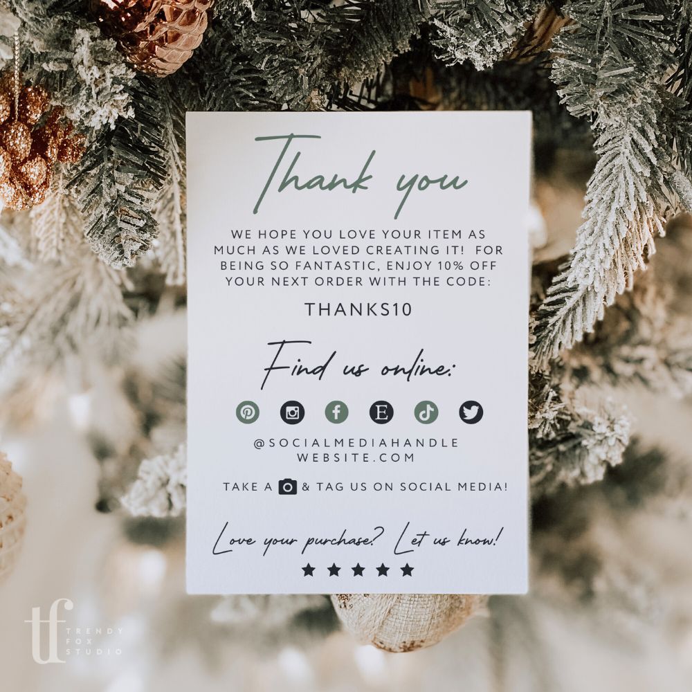 Christmas Small Business Thank You Card Canva Template - Trendy Fox Studio