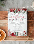 Classic Christmas Pop - Up Event Flyer Canva Template | Winter Greenery & Flowers - Trendy Fox Studio