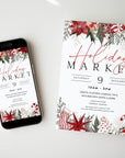 Classic Christmas Pop - Up Event Flyer Canva Template | Winter Greenery & Flowers - Trendy Fox Studio