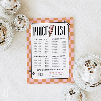 Colorful Retro Price List Sign Canva Template | Brooks – Trendy Fox Studio