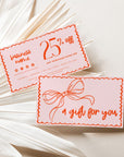 Coquette Bows Coupon Card, Discount Card Canva Template | Cielo - Trendy Fox Studio