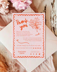 Coquette Bows Handdrawn Wavy Border Business Thank You Card Canva Template | Cielo - Trendy Fox Studio