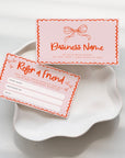 Coquette Bows Refer A Friend Discount Card Canva Template | Cielo - Trendy Fox Studio