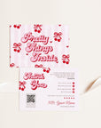 Coquette Cherries & Bows Business Thank You Card with QR Code Canva Template - Trendy Fox Studio