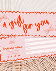 Coquette Hand Drawn Bows Gift Certificate Canva Template | Cielo - Trendy Fox Studio