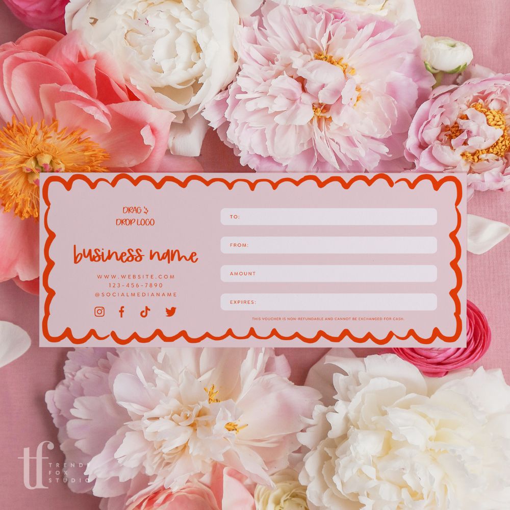 Coquette Hand Drawn Bows Gift Certificate Canva Template | Cielo - Trendy Fox Studio