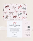 Coquette Pink Bows Business Thank You Card with QR Code Canva Template - Trendy Fox Studio
