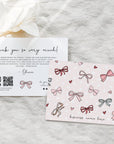 Coquette Pink Ribbons & Bows Business Thank You Card with QR Code Canva Template - Trendy Fox Studio