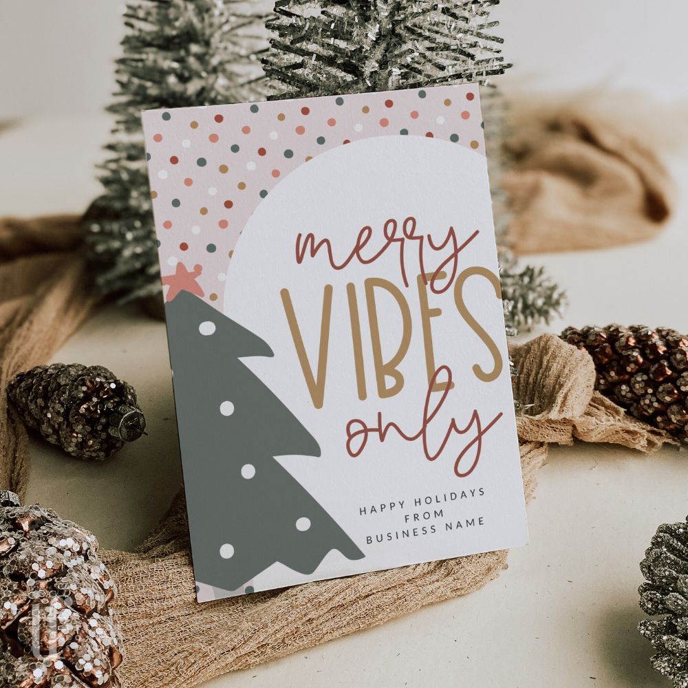 Cute Boho Christmas Business Thank You Card Canva Template - Trendy Fox Studio