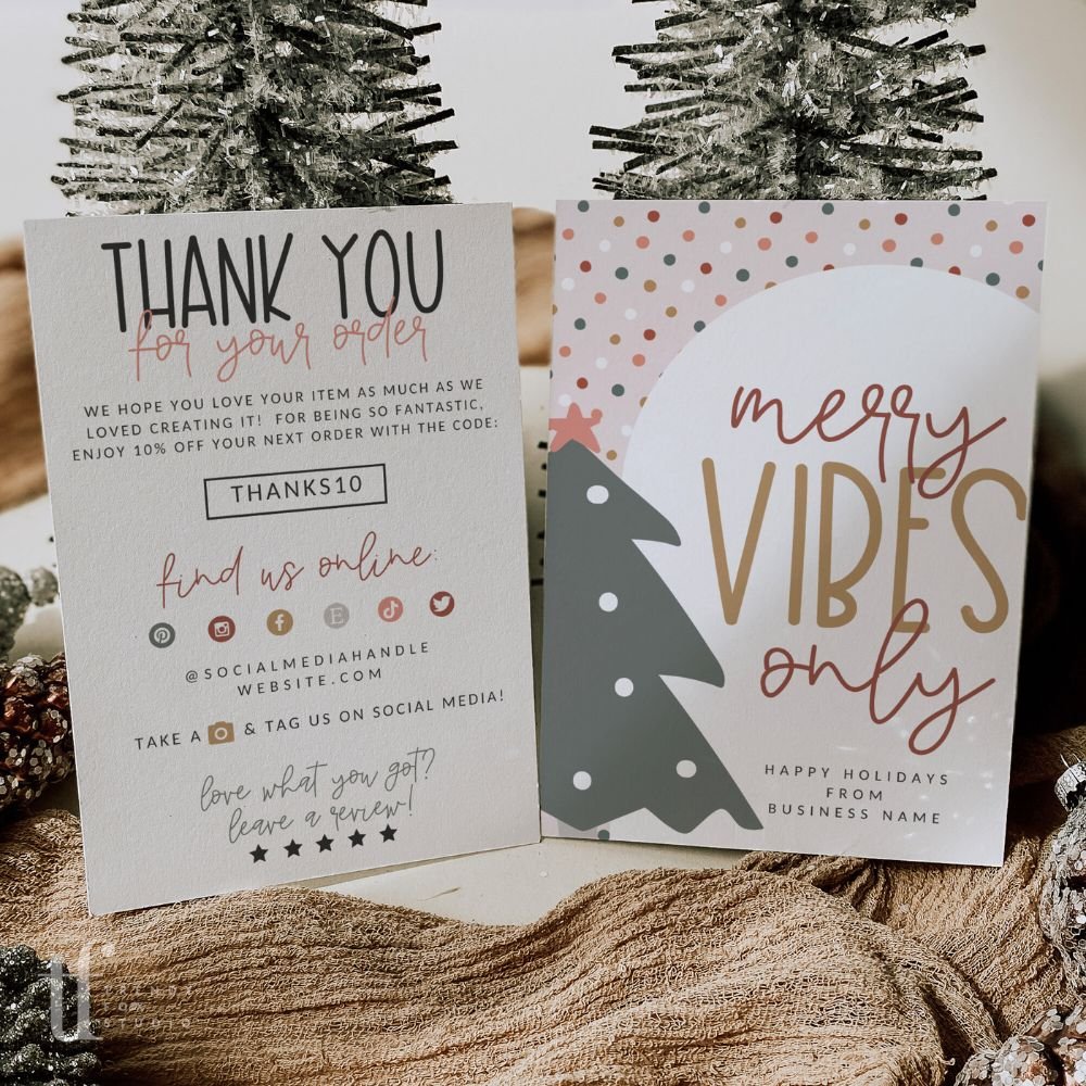 Cute Boho Christmas Business Thank You Card Canva Template - Trendy Fox Studio