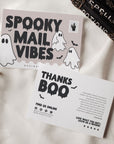 Cute Ghost Spooky Mail Vibes Halloween Business Thank You Postcard Editable Canva Template - Trendy Fox Studio