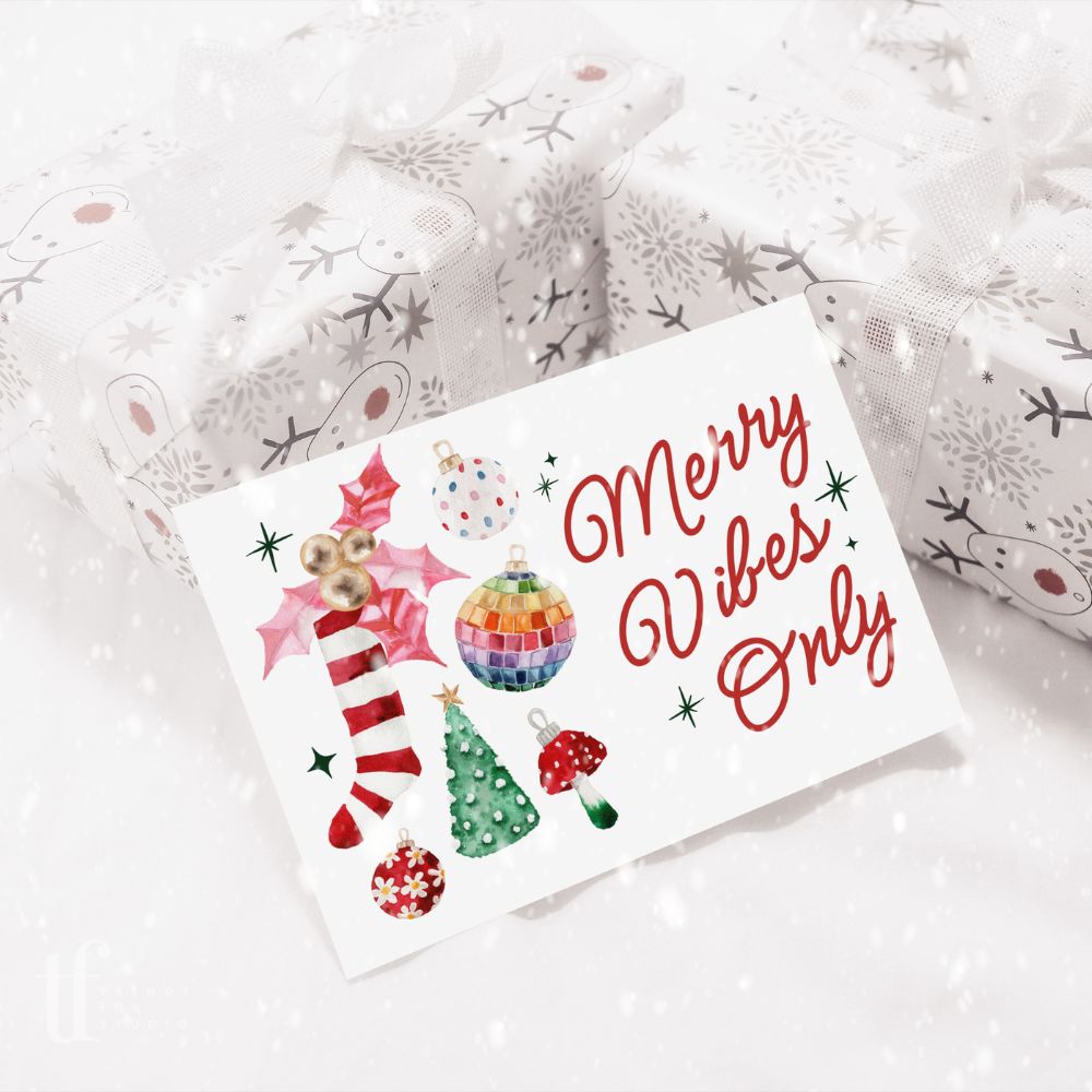 Cute Kitschy Vintage Ornament Christmas Business Thank You Card Canva Template - Trendy Fox Studio