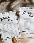 Cute Price List Menu Canva Template | Rose - Trendy Fox Studio