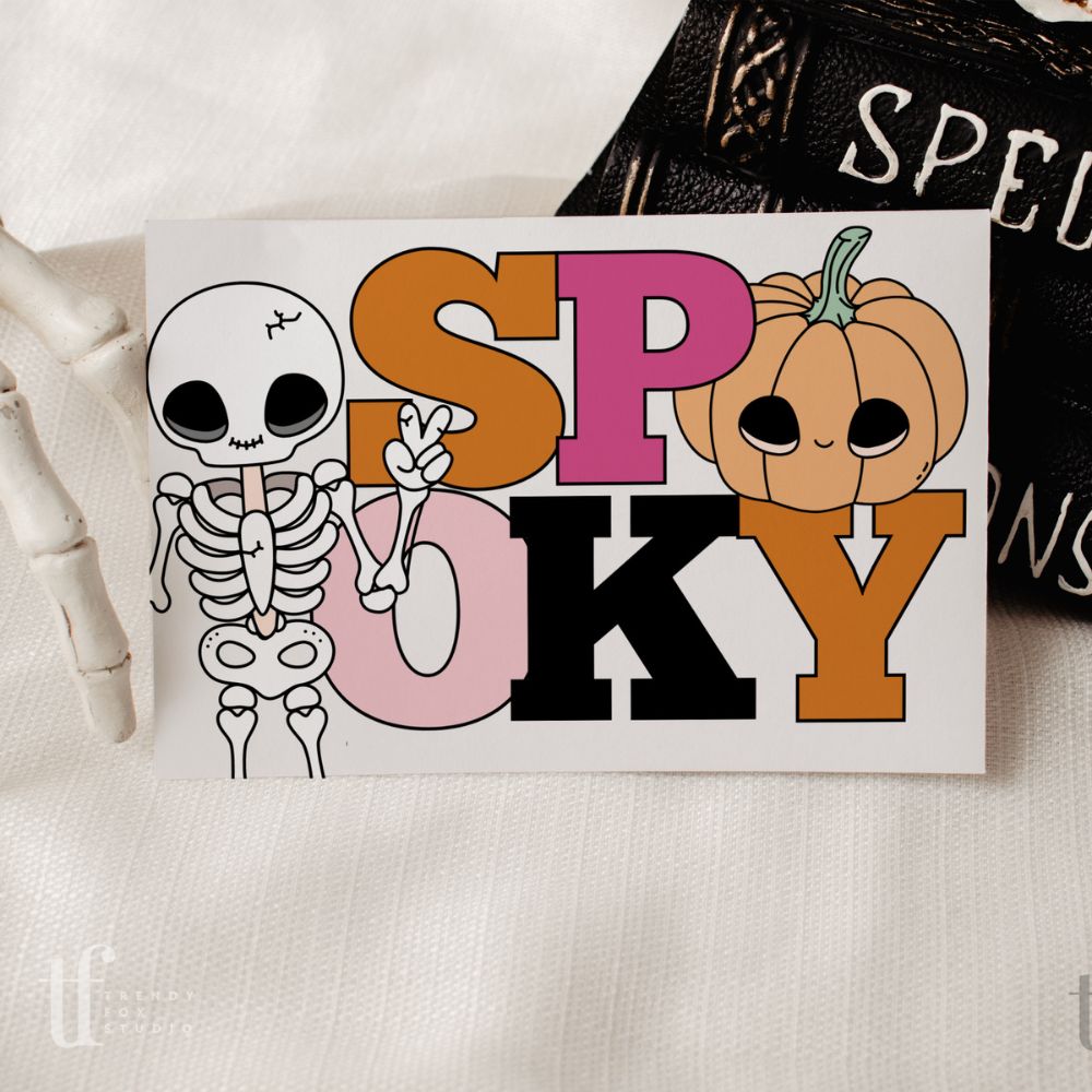 Cute & Spooky Halloween Business Thank You Card Editable Canva Template - Trendy Fox Studio