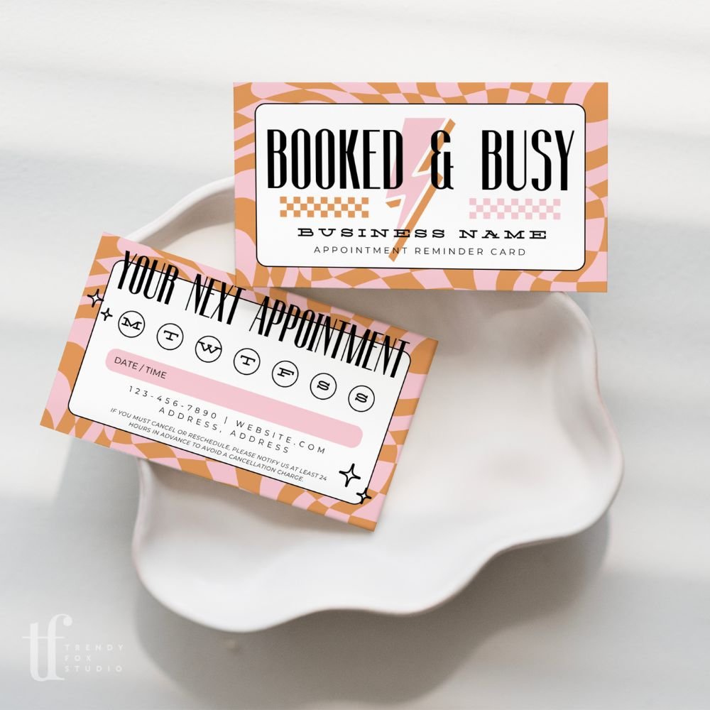 Fun Retro Appointment Reminder Card Canva Template | Brooks - Trendy Fox Studio