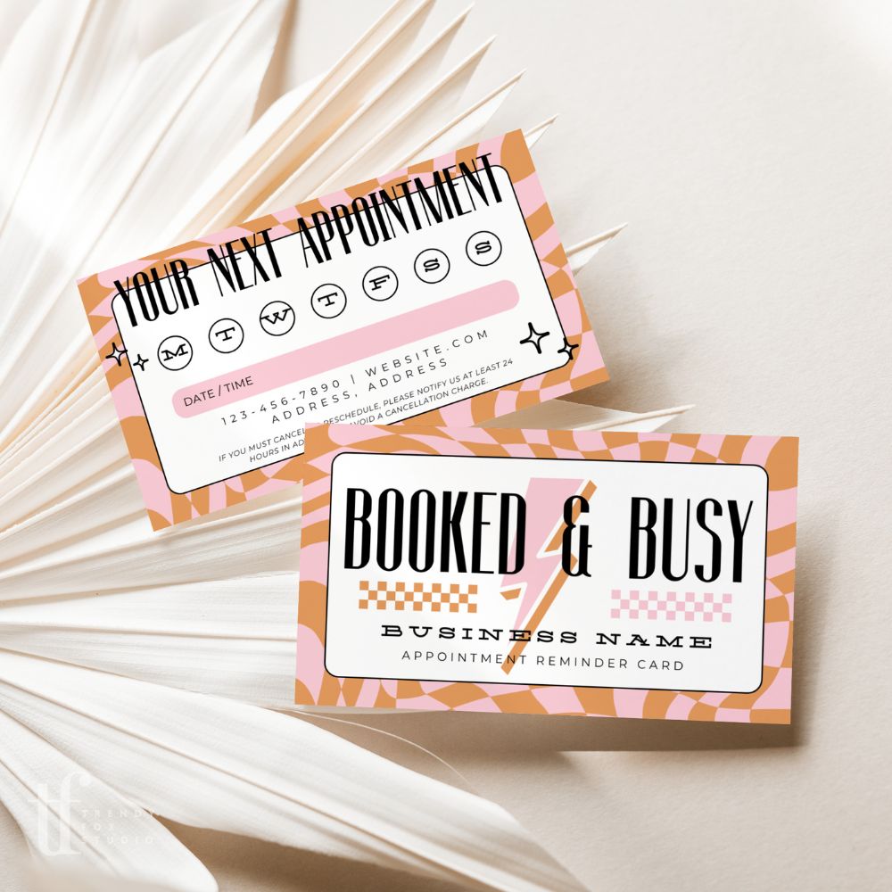 Fun Retro Appointment Reminder Card Canva Template | Brooks - Trendy Fox Studio