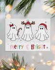 Ghost Christmas Business Thank You Card Canva Template | Boho Rainbow Spooky Holiday - Trendy Fox Studio