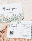 Greenery Botanical Business Thank You Card with QR Code Canva Template | Brie - Trendy Fox Studio