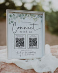 Greenery Connect With Us QR Code Social Media Sign Canva Template | Brie - Trendy Fox Studio