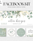 Greenery Gold Botanical Facebook Cover Branding Set Canva Template | Brie - Trendy Fox Studio