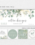 Greenery Gold Botanical Facebook Cover Branding Set Canva Template | Brie - Trendy Fox Studio