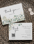 Greenery & Gold Business Thank You Card with QR Code Canva Template | Brie - Trendy Fox Studio