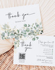 Greenery & Gold Business Thank You Card with QR Code Canva Template | Brie - Trendy Fox Studio