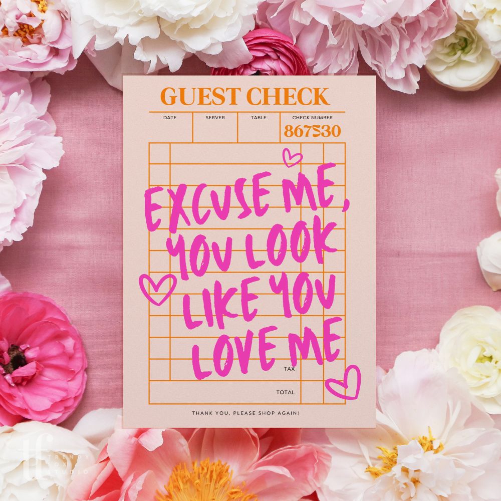 Guest Check Business Thank You Card Canva Template | You Look Like You Love Me - Trendy Fox Studio