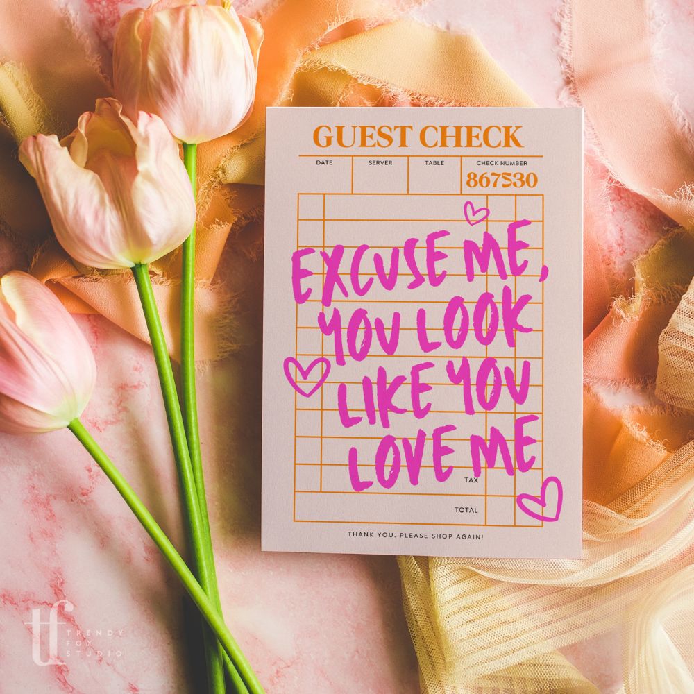 Guest Check Business Thank You Card Canva Template | You Look Like You Love Me - Trendy Fox Studio