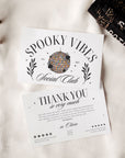 Halloween Social Club Business Thank You Card Canva Template | Goth Disco Ball - Trendy Fox Studio