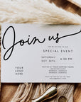 Horizontal Modern Minimalist Business Invitation Canva Template | Dawn - Trendy Fox Studio