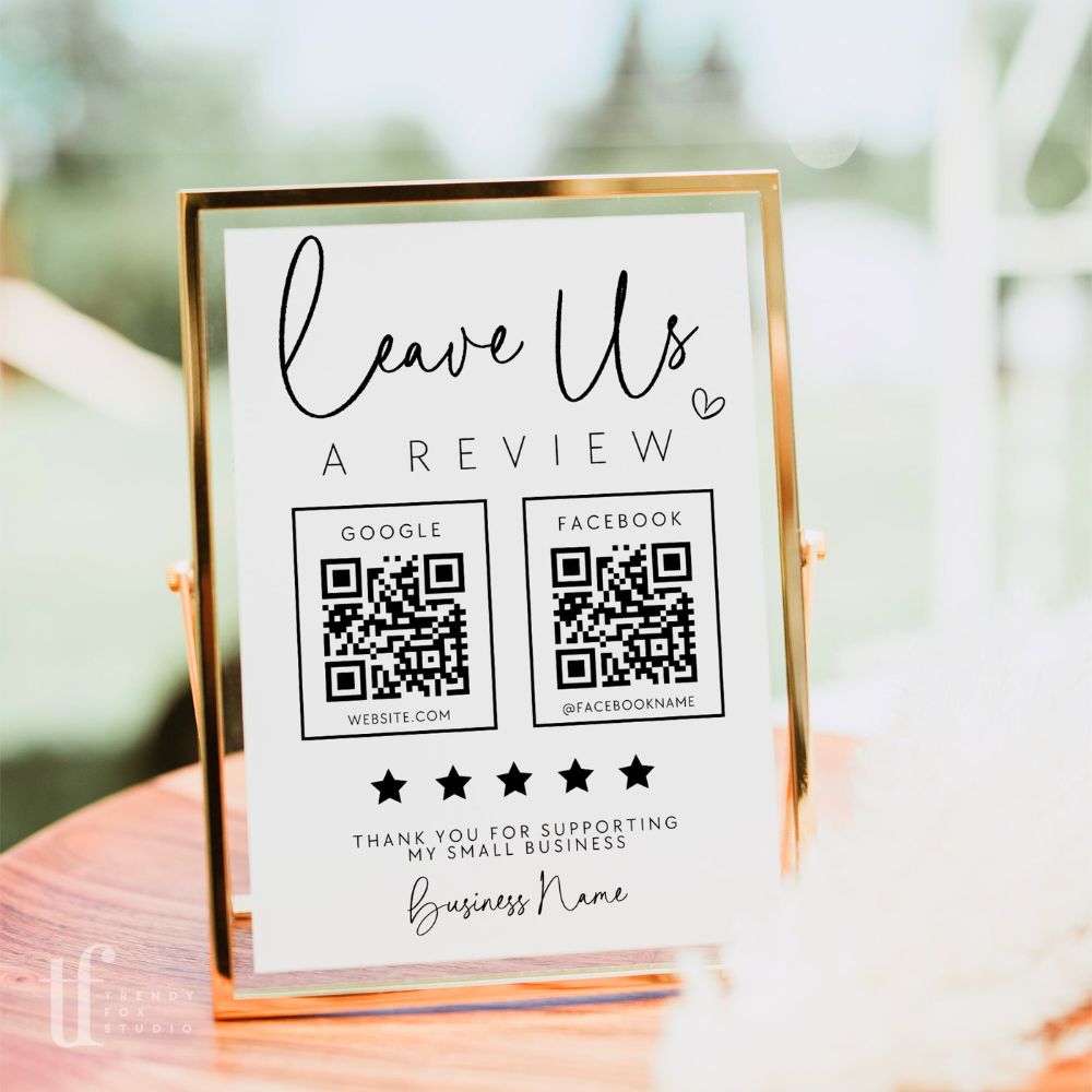 Leave Us a Review, Review Us, Feedback Request Sign Canva Template | Rylee - Trendy Fox Studio
