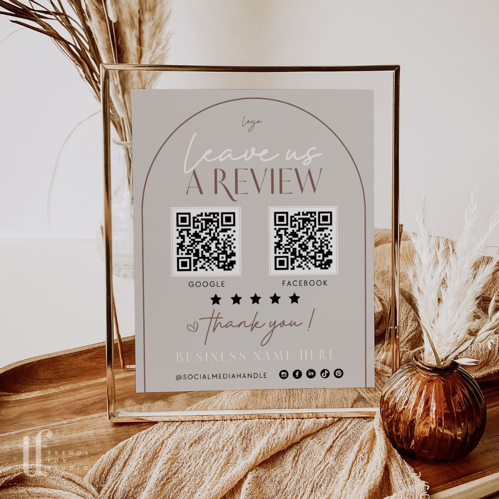 Leave Us A Review Sign Canva Template | Nora - Trendy Fox Studio