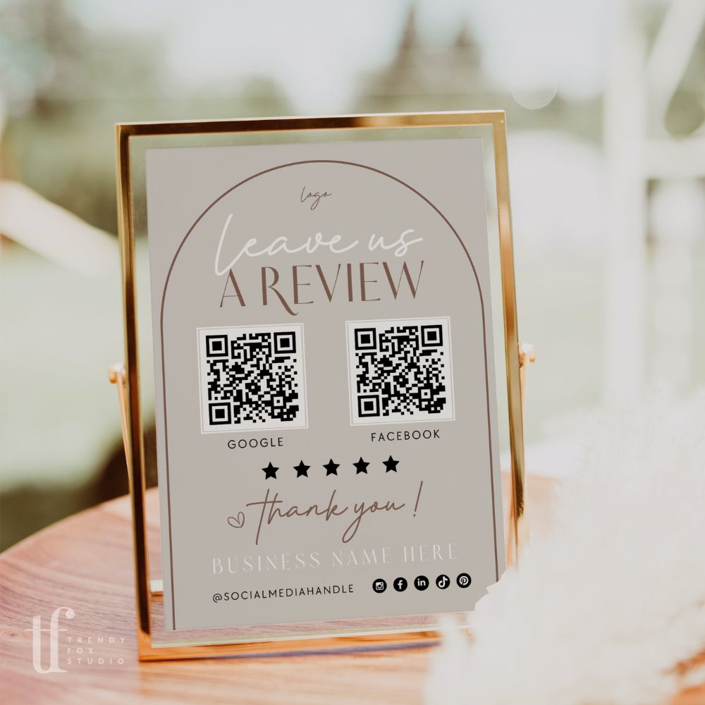 Leave Us A Review Sign Canva Template | Nora - Trendy Fox Studio