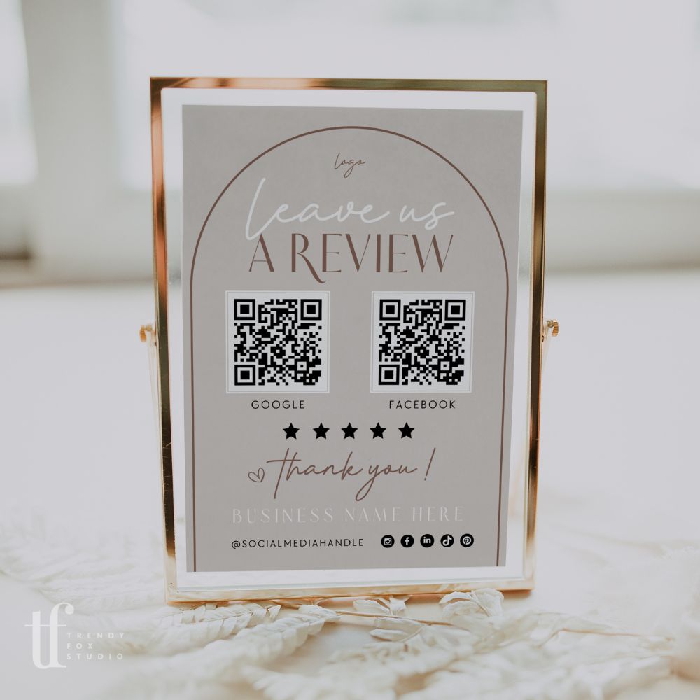 Leave Us A Review Sign Canva Template | Nora - Trendy Fox Studio