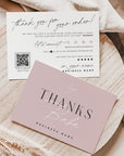 Luxe Blush Pink Business Thank You Card Canva Template with QR Code - Trendy Fox Studio