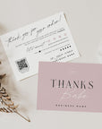 Luxe Blush Pink Business Thank You Card Canva Template with QR Code - Trendy Fox Studio