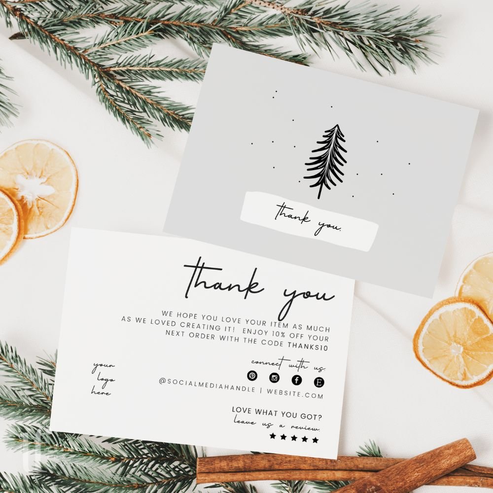 Minimalist Modern Christmas Business Thank You Card Canva Template - Trendy Fox Studio