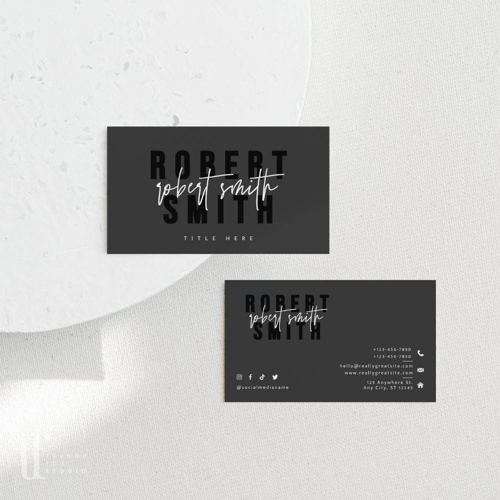 Modern Black Business Card Canva Template | Skye - Trendy Fox Studio