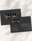 Modern Black Business Thank You Card Canva Template | Ashe - Trendy Fox Studio